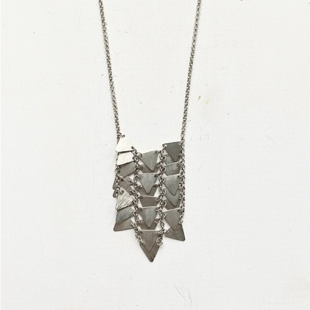 Silver Geo Tapestry Charm  Necklace